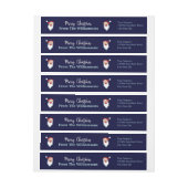 Happy Santas auf Christmas Blue Rücksendeadresse (Bogen)