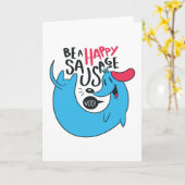 HAPPY SAUSAGE DOG KARTE (Gelbe Blume)