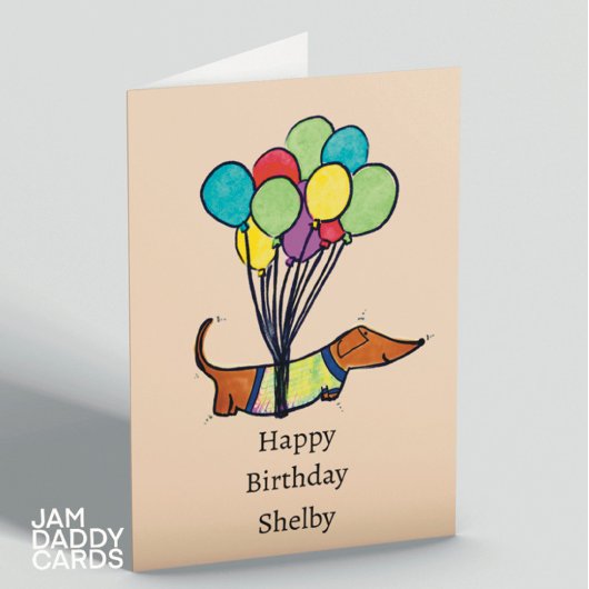 Happy Sausage Hund individuell anpassbar Geburtsta Karte