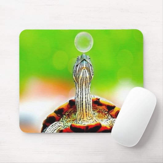 Happy Schildkröte mit Blase Mousepad (Mit Mouse)