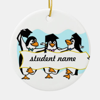 Happy Schließend Tanzpinguine mit Banner Keramik Ornament