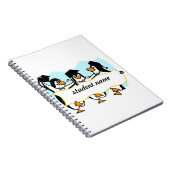 Happy Schließend Tanzpinguine mit Banner Notizblock (Rechte Seite)