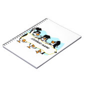 Happy Schließend Tanzpinguine mit Banner Notizblock (Linke Seite)