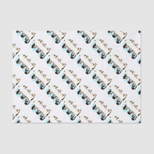 Happy Schließend Tanzpinguine mit Banner Seidenpapier (Vorderseite)