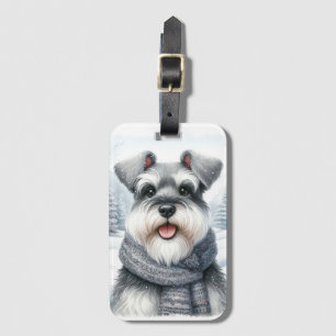 Happy Schnauzer in einem Scara Winter Art Gepäckanhänger