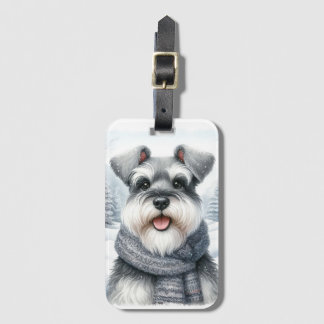 Happy Schnauzer in einem Scara Winter Art Gepäckanhänger