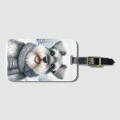 Happy Schnauzer in einem Scara Winter Art Gepäckanhänger (Vorderseite (Horizontal))