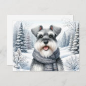 Happy Schnauzer in einem Scara Winter Art Postkarte (Vorne/Hinten)