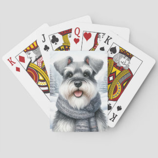 Happy Schnauzer in einem Scara Winter Art Spielkarten