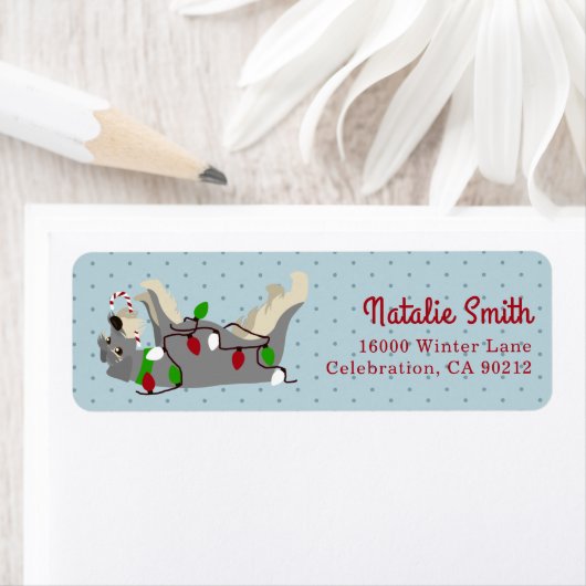 Happy Schnauzer Weihnachtsbeleuchtung Label (Insitu)