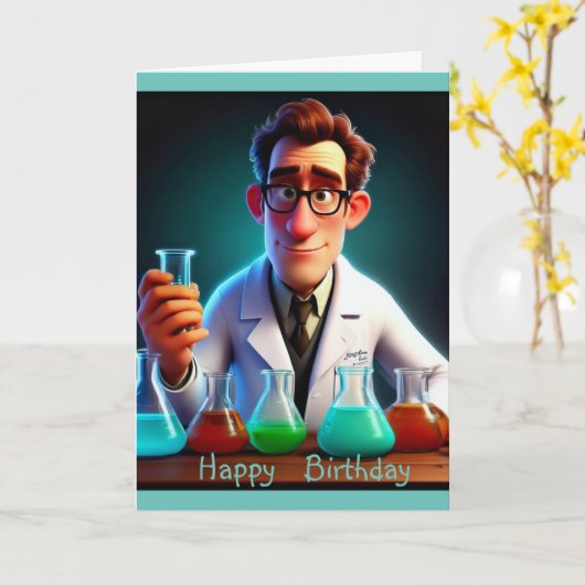 Happy Scientist Birthday Card Karte (Gelbe Blume)