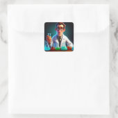 Happy Scientist Birthday Quadratischer Aufkleber (Tasche)