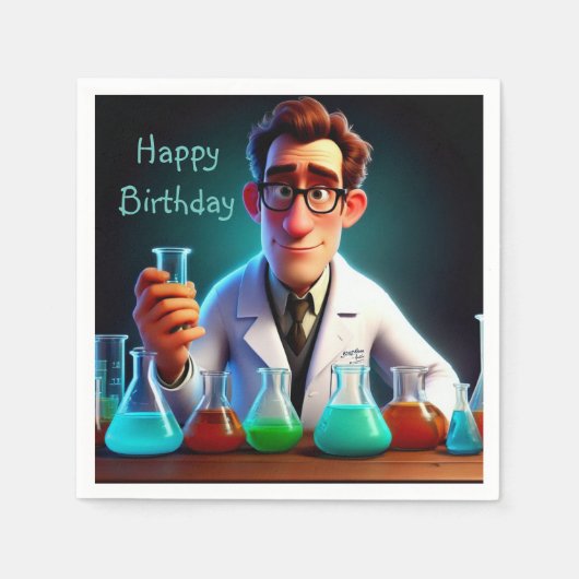 Happy Scientist Birthday Serviette (Vorderseite)