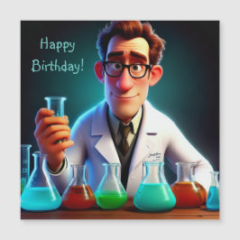 Happy Scientist Magnetic Birthday Card Magnetkarte