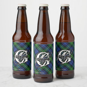 Happy Scotsman Clan Gordon Tartan Monogram Bierflaschenetikett