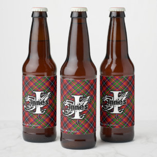 Happy Scotsman Clan Innes Tartan Monogram Bierflaschenetikett