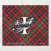 Happy Scotsman Clan Innes Tartan Monogram Bierflaschenetikett (Einzelnes Label)