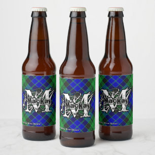 Happy Scotsman Clan MacKay Tartan Monogram Bierflaschenetikett