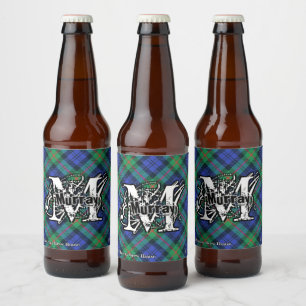 Happy Scotsman Clan Murray Tartan Monogram Bierflaschenetikett