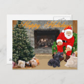 Happy Scottish Terrier & Santa Feiertagspostkarte (Vorne/Hinten)