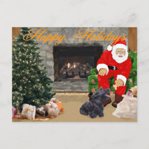 Happy Scottish Terrier & Santa Feiertagspostkarte