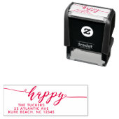 HAPPY Script Simple Red Holiday Rücksendeadresse Permastempel (Beispiel)