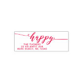 HAPPY Script Simple Red Holiday Rücksendeadresse Permastempel (Design)