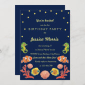 Happy Sea Animal Kindergeburtstag Party Einladung (Vorne/Hinten)