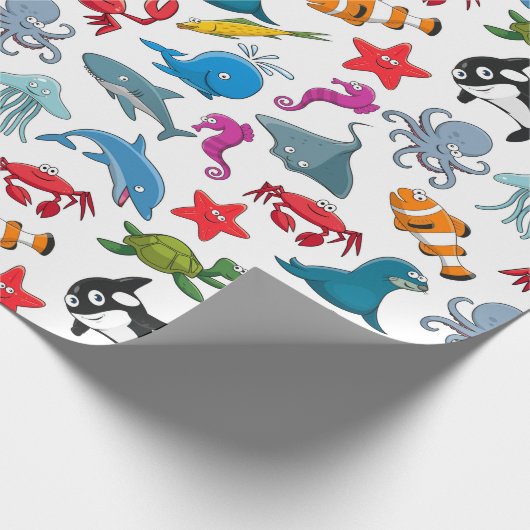Happy Sea Creatures Geschenkpapier (Ecke)