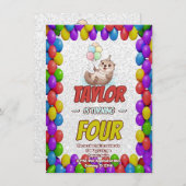 Happy Sea Otter 4th Birthday Invitation Einladung (Vorne/Hinten)