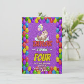 Happy Sea Otter 4th Birthday Invitation Einladung (Stehend Vorderseite)