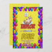 Happy Sea Otter 4th Birthday Invitation Einladung (Vorne/Hinten)