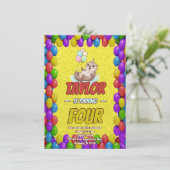 Happy Sea Otter 4th Birthday Invitation Einladung (Stehend Vorderseite)