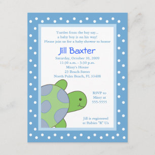 Happy Sea Turtle Blue Baby Dusche Einladung