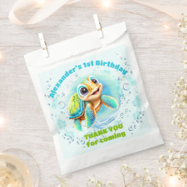 Happy Sea Turtle Boy 1. Geburtstag Gunst Bag Geschenktütchen