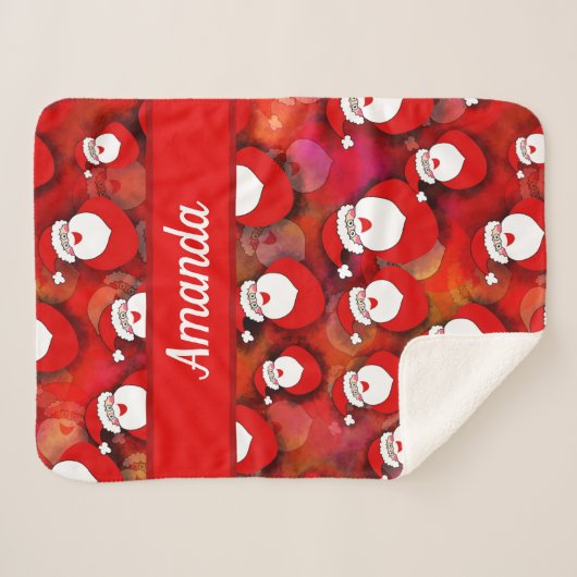 Happy Seamless Santa Claus Pattern Sherpadecke (Vorderseite (Horizontal))