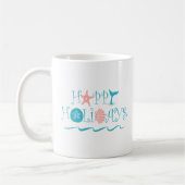 Happy Seashore Beach Seashell Typografie Weihnacht Kaffeetasse (Links)