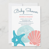 Happy Seashore | Beach Seashells Babydusche Einladung (Vorderseite)
