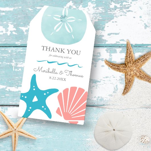 Happy Seashore | Beach Seashells Wedding Danke Geschenkanhänger