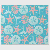 Happy Seashore | Nautic Beach Seashell Weihnachten Geschenkpapier (Flach)