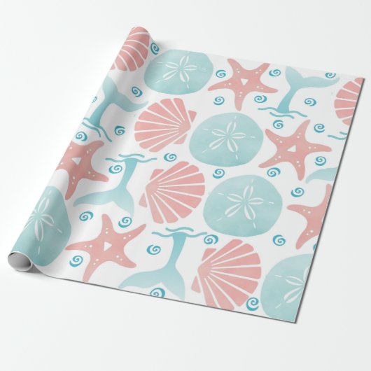 Happy Seashore | Nautical Beach Patterns Weihnacht Geschenkpapier (Ungerollt)
