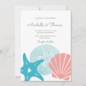 Happy Seashore | Nautical Beach Seashell Wedding Einladung (Vorderseite)