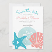 Happy Seashore | Nautical Beach Seashell Wedding Save The Date (Vorderseite)