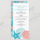 Happy Seashore | Seashells Wedding Menükarte (Vorne/Hinten)