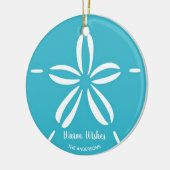 Happy Seashore | Tropical Beach Seashell Weihnacht Keramik Ornament (Links)