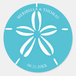 Happy Seashore   Tropischer Sand Dollar Runder Aufkleber