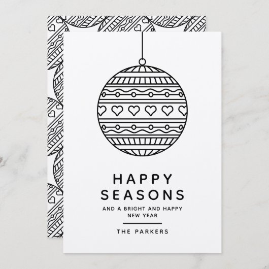 Happy Seasons Grußkarte mit trendigem Weihnachtsba Einladung (Vorne/Hinten)