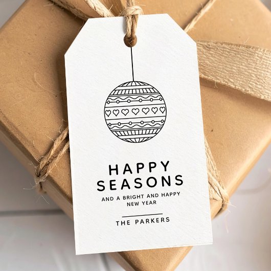 Happy Seasons Minimalistisches Muster Weihnachtsba Geschenkanhänger