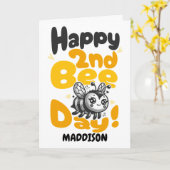 Happy Second Bee Day Birthday Honey Bee Karte (Gelbe Blume)