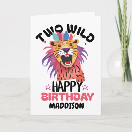 Happy Second Two Wild Safari Themed 2nd Birthday Karte (Vorderseite)